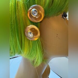 Rena Lange Paris Vintage 80s poured citrine resin crystal center clips